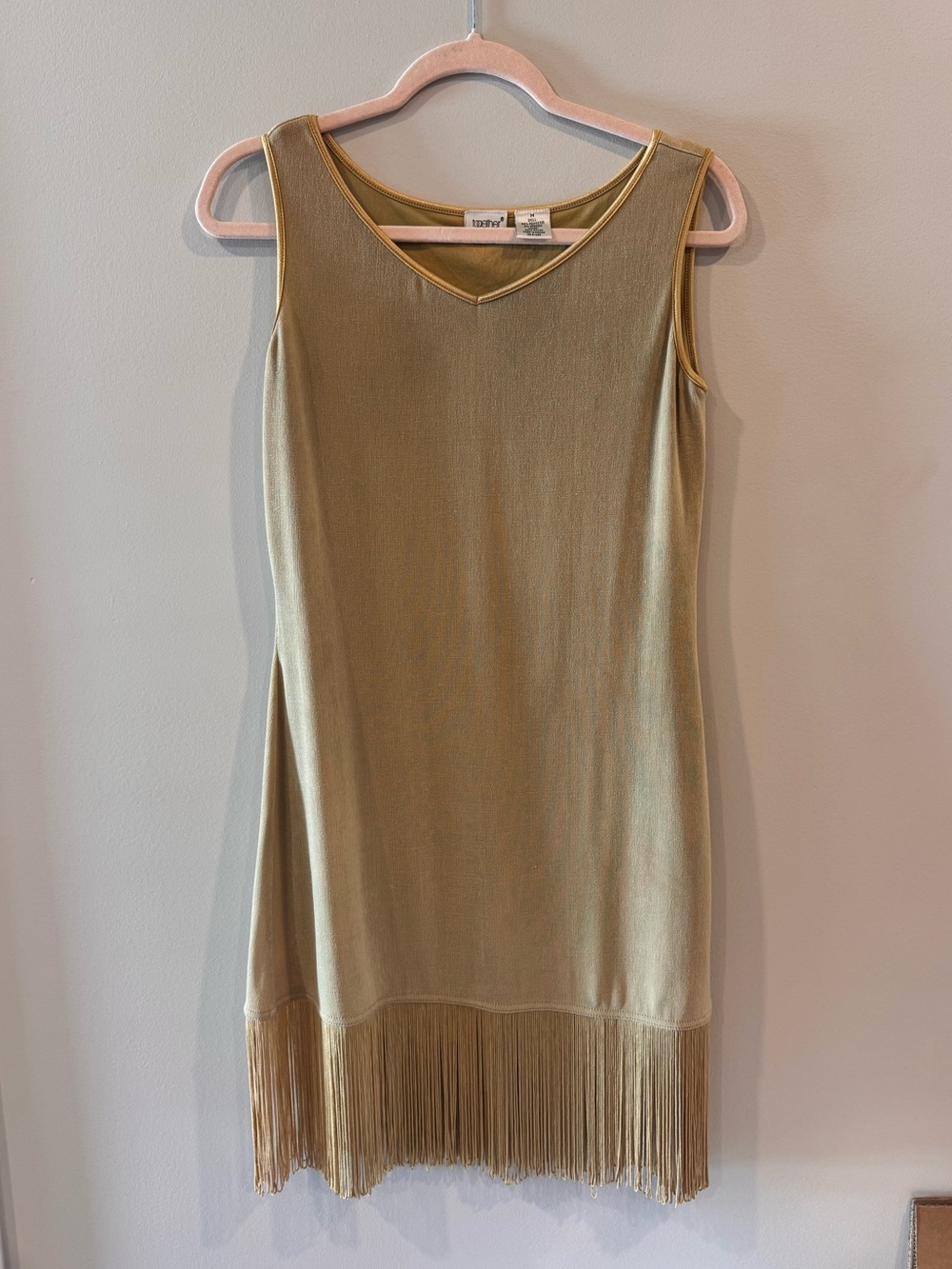 Together gold medium fringe flapper style vintage dress